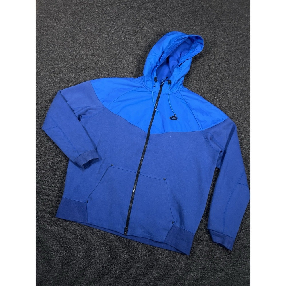 Nike Tech‎ Fleece Hoodie Mens 2XL Blue Full Zip Windrunner Sweatshirt Athletic